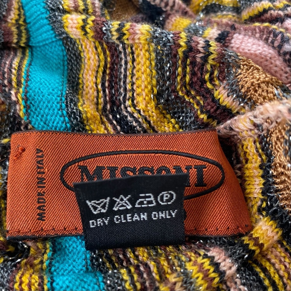 Missoni Women's Multicolored Zigzag Knit Wool -Blend Beanie One Size - Picture 6 of 6